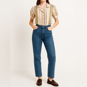 VINTAGE CHAUS 80s Stripe Button Up Blouse | Size 10 | Multicolor | Retro Preppy